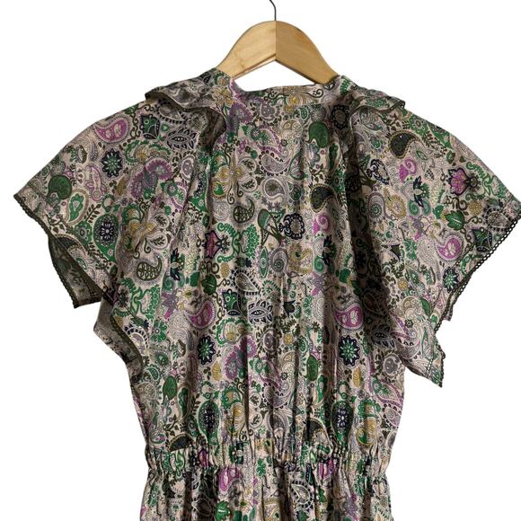 Zadig & Voltaire Karolina Ruffled Paisley Short Sleeve Midi Dress Size Small - Picture 7 of 11